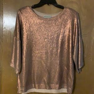 Metallic copper 3/4 sleeve sweater